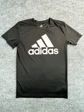 Adidas Primegreen Youth LG 14/16 Black Dri Fit Athletic T Shirt Logo Tee